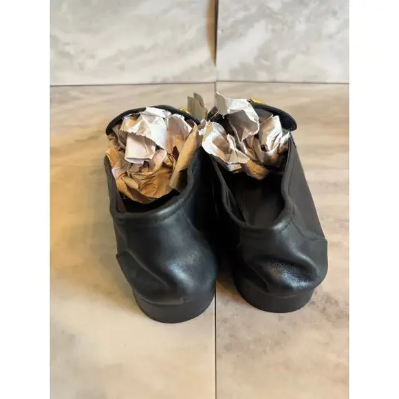 Mango Women’s Gold Buckle Leather Upper Moccasins Black Size 9 New Flats - Picture 4 of 7